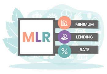 MLR, Minimum Lending Rate acronym. Concept with keywords, people and icons. Flat vector illustration. Isolated on white background.