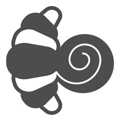 Puff croissant solid icon, desert sweets concept. Vector graphics. Sweet bun with poppy seeds sign on white background, glyph style icon for mobile or web design.