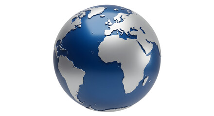 3d Globe Earth Isolated on White Background Showing World Map
