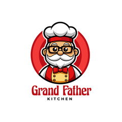 Grand Father Chef Logo illustration in cartoon style