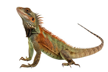 Fototapeta premium Elegant Chinese Water Dragon Isolated on Black Background Showing Scales and Distinctive Features for Educational and Wildlife Concepts