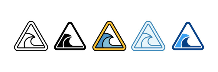 Tsunami Warning  Icon Set Multiple Style Collection