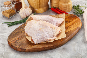 Raw chicken thigh for cooking