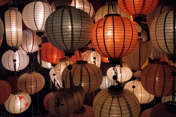 Vibrant lanterns brighten the mid autumn festival with warm lights and joyful celebrations