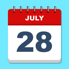 July calendar icon on a blue background