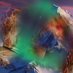 Selbstklebende Fototapeten Hochrot fantasy landscape with a rainbow  © Gurhan