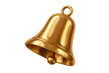 Shiny golden bell ringing loudly on transparent background