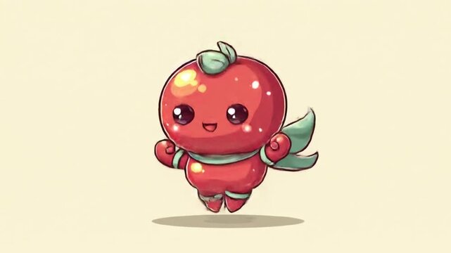 Cute running apple character