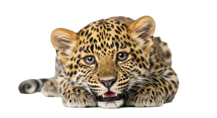 Naklejka premium Leopardbaby auf transparentem Hintergrund; PNG