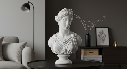 Ancient Greek goddess bust sculpture brings classic elegance to your modern home decor project today