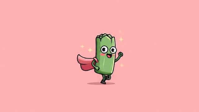 Cute vegetable running with cape