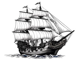 Vintage sailing ship illustration
