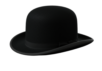 A pristine, high-quality wool felt black bowler hat rests on a minimalist, polished desk with negative copy space, exuding professionalism and timeless sophistication, concept of timeless business