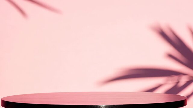 Minimalist Pink Background with Palm Leaf Shadows for Summer Designs