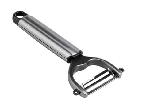 Metal vegetable peeler isolated on white background.