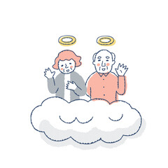 故人・あの世から手を振るシニア夫婦