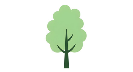Stylized Tree Illustration Green Simple Design Isolated on White
