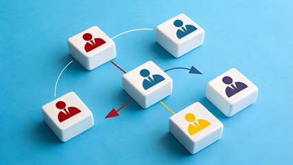Team Network – Collaboration Flow and Role Mapping, Business, Conceptual, Organization, Abstract, Icon Block