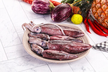 Raw fresh squid for cooking