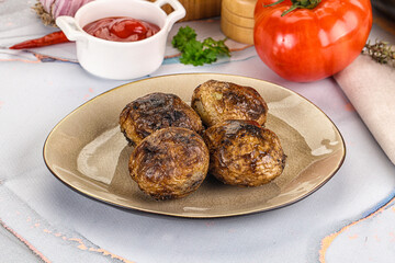 Baked potato barbecue with skin