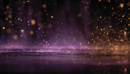 Dark, sparkly background with purple and gold bokeh