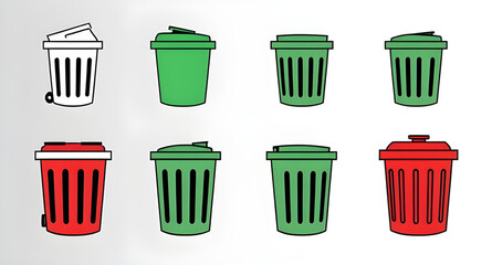 trash, can, icon, bin, waste, garbage, container, recycle, rubbish, disposal, vector, illustration, symbol, delete, dustbin, basket, clean, sanitation, office, simple, outline, flat, design, minimal, 