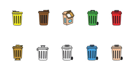 trash, can, icon, bin, waste, garbage, container, recycle, rubbish, disposal, vector, illustration, symbol, delete, dustbin, basket, clean, sanitation, office, simple, outline, flat, design, minimal, 