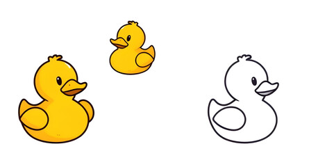 duck, cartoon, icon, cute, animal, vector, illustration, bird, character, yellow, adorable, mascot, graphic, design, childish, funny, playful, kids, clipart, simple, outline, drawing, doodle, baby, be