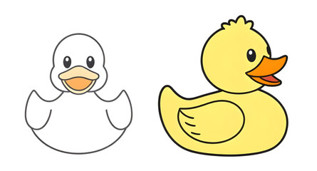 duck, cartoon, icon, cute, animal, vector, illustration, bird, character, yellow, adorable, mascot, graphic, design, childish, funny, playful, kids, clipart, simple, outline, drawing, doodle, baby, be