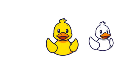 duck, cartoon, icon, cute, animal, vector, illustration, bird, character, yellow, adorable, mascot, graphic, design, childish, funny, playful, kids, clipart, simple, outline, drawing, doodle, baby, be