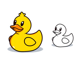 duck, cartoon, icon, cute, animal, vector, illustration, bird, character, yellow, adorable, mascot, graphic, design, childish, funny, playful, kids, clipart, simple, outline, drawing, doodle, baby, be