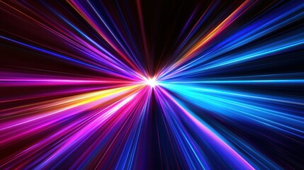 Obraz premium Abstract colorful light streaks radiating from center.