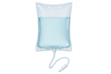 Realistic intravenous fluid bag with transparent background