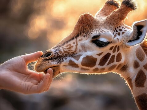 Zookeeper doll, feeding a giraffe, lively zoo environment, Watercolor style
