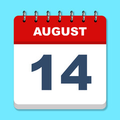 August calendar icon on a blue background