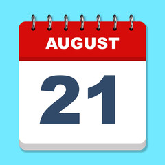 August calendar icon on a blue background