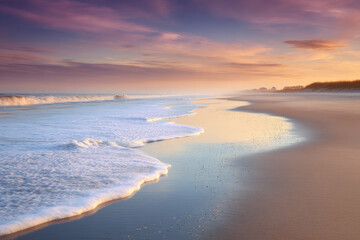 Obraz premium tranquil sunset over vast ocean beauty of serenity across different countries