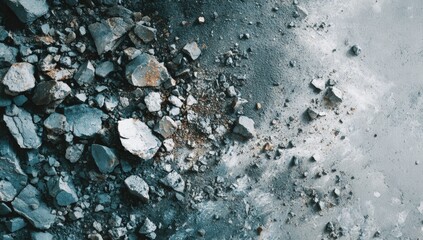 Gray and blue rock debris