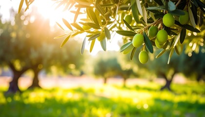 Olive trees bathed in sunlight
