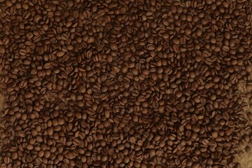 Close-up of roasted coffee beans with rich brown texture, showcasing freshness, aroma, and the essence of authentic coffee flavor.