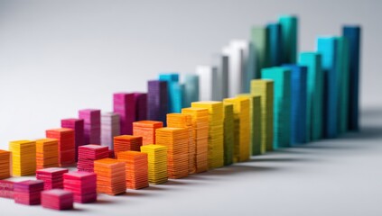 Colorful bar graph, stacked blocks