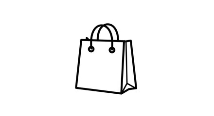 Shopping Bag Outline Simple Isolated on White