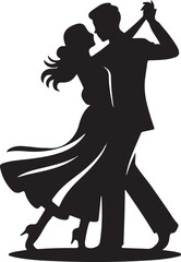 Minimalist Black Dancing Couple Silhouette Illustration