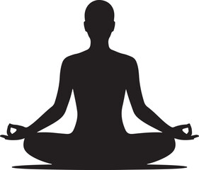Minimalist Black Meditating Figure Silhouette Illustration