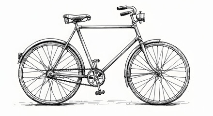 Vintage Bicycle: A classic, sketched bicycle, embodying simplicity and charm, perfect for evoking nostalgia and appreciation for timeless design.