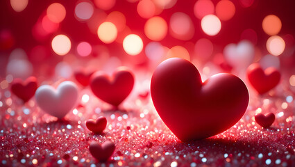 A vibrant red hearts pattern creates a romantic backdrop perfect for Valentine's Day celebrations