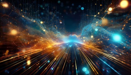 Fototapeta premium a cosmic dance of particles and light where the abstract beauty of technology meets the intricate patterns of digital networks