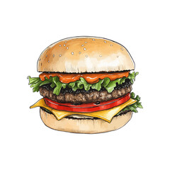 burger hand drawn illustration