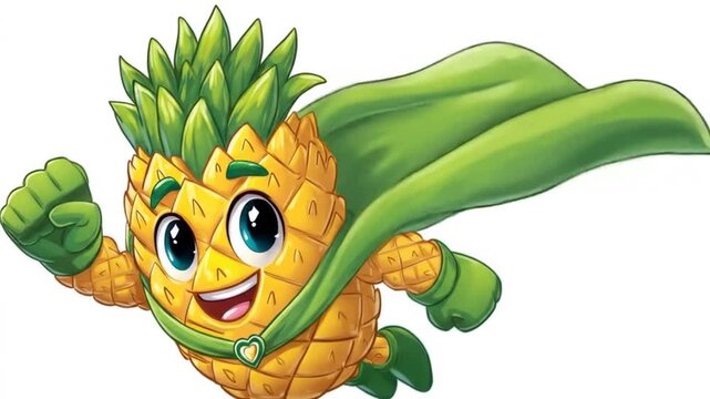 Flying pineapple superhero illustration