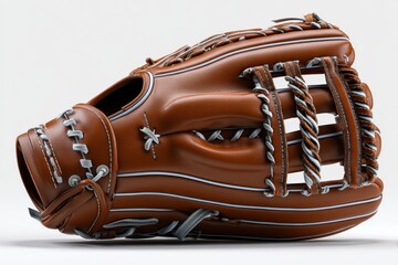 Elegant brown baseball glove resting on a smooth surface showcasing its craftsmanship and design details